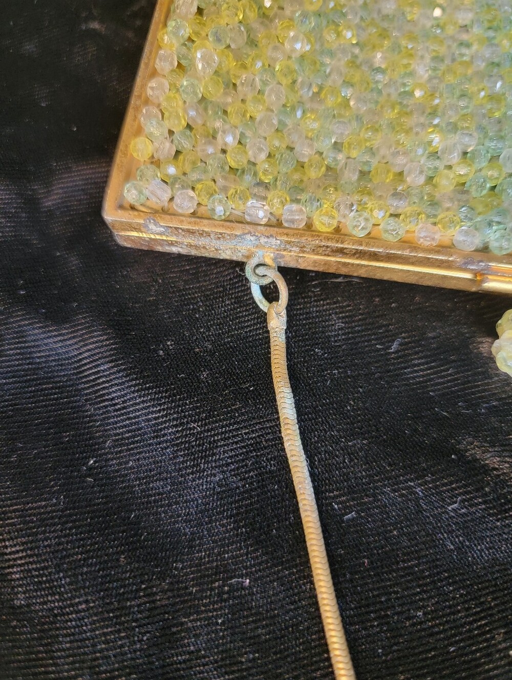 Vintage Mid-Century Italian Beaded Kiss-lock Purse Yellow, Green, Clear - Picture 11 of 12